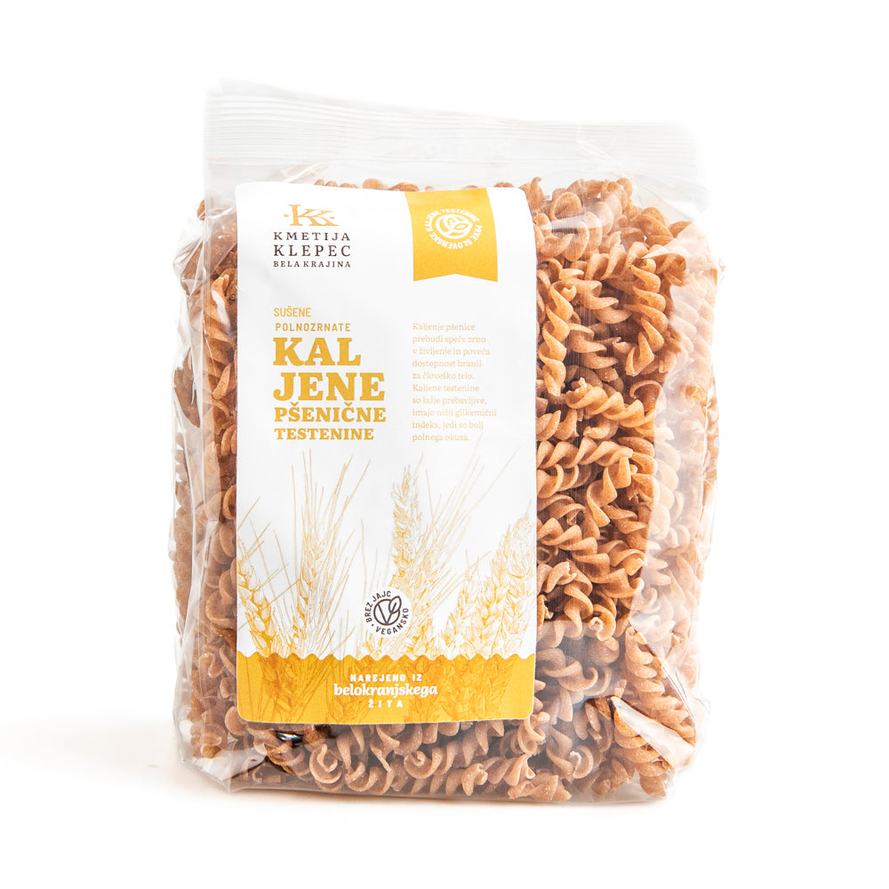 Sušene polnozrnate kaljene pšenične testenine (svedrčki), 400g